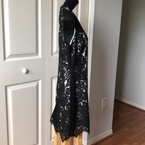 Lauren Ralph Lauren Black White Lace Sleeveless Dress Sz 8 - Picture 4 of 9